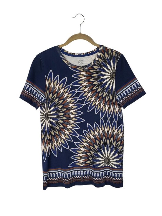 Tory Burch Tops - Tory Burch Libby Deco-Fan Graphic Tee Royal Navy Eden Cotton Womens Small